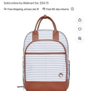 Striped Gray and Brown Baby Diaper Backpack